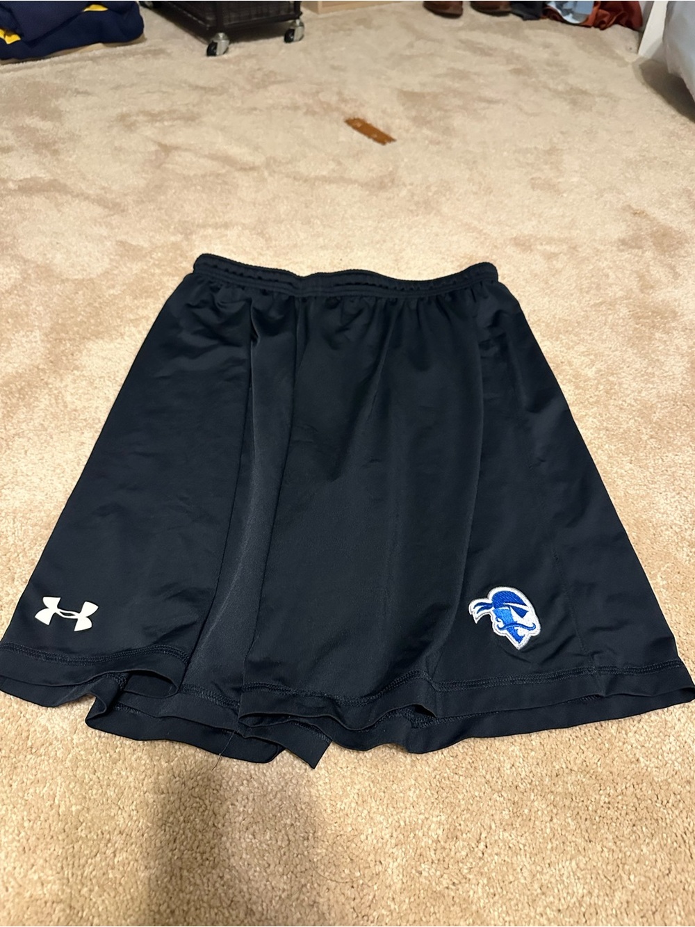 Under Armour Black Women’s Athletic Shorts with Blue Team Crest
